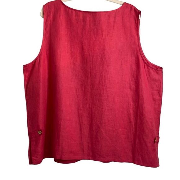David Dart Woman 2X 100% linen v-neck sleeveless warm pink red - Picture 4 of 9
